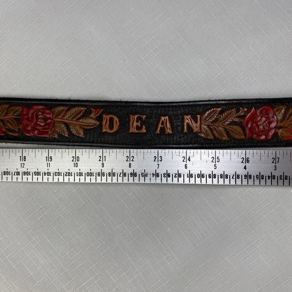 Hand Tooled LEATHER Western Belt "DEAN"! 3D Roses Personalized Handmade Sz 42 - Picture 11 of 16